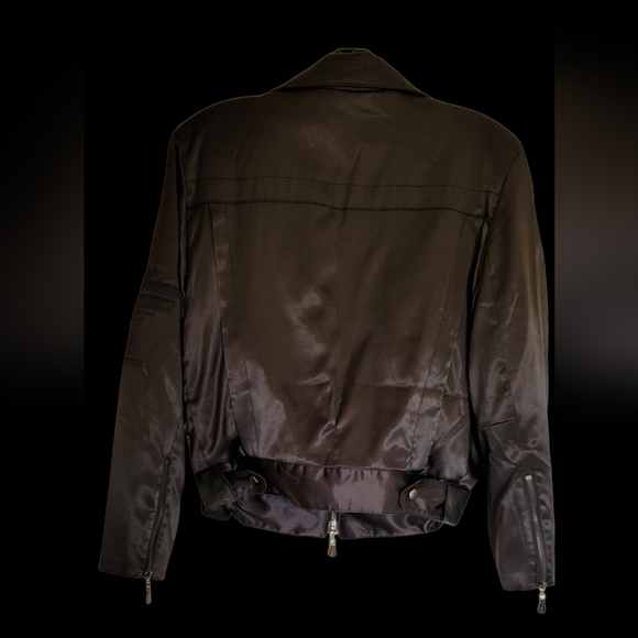 SALE Vintage Versace Sport Satin Bomber Jacket Removable Rabbit Fur Collar! - Picture 5 of 16